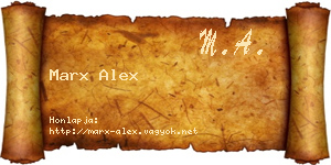 Marx Alex névjegykártya